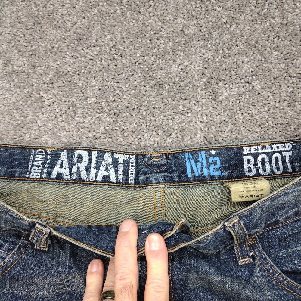 ARIAT M2 Men's 38x36 RELAXED BOOT CUT STITCH 100% COTTON JEANS Mexico Made - Picture 7 of 16
